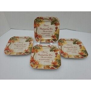 Set 4 222 Fifth Autumn  Celebration Thanksgiving Day Appetizer Plates 6"